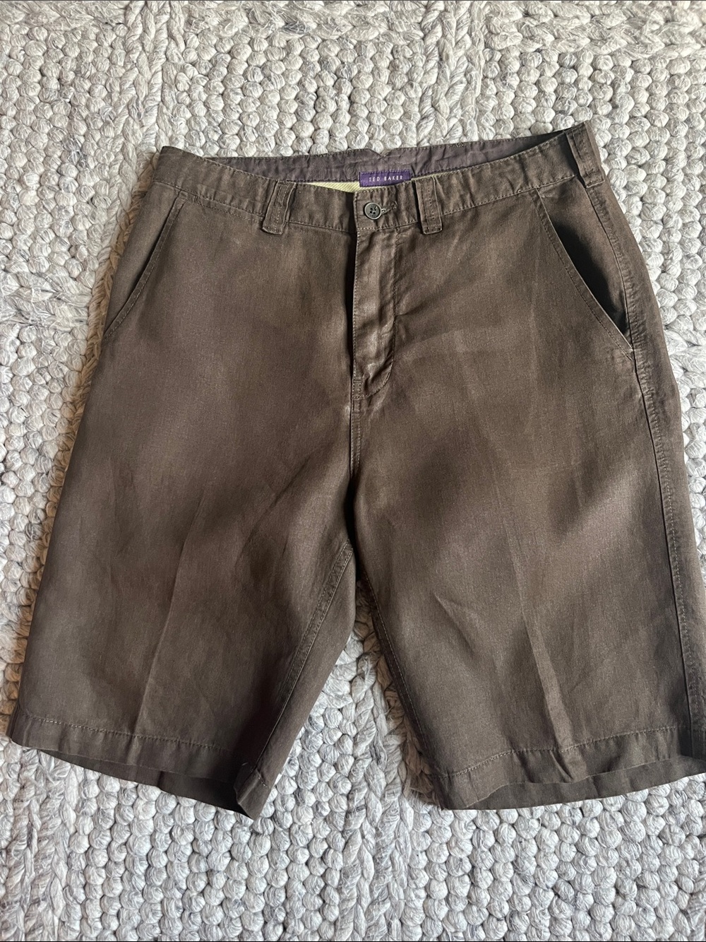 Ted Baker brown 100% linen shorts